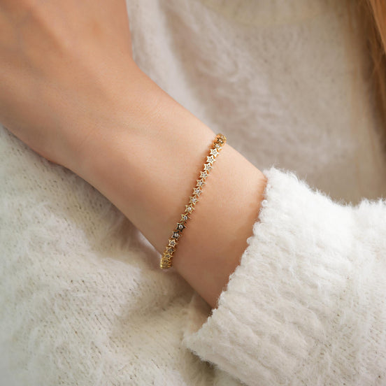 14 Ayar Altın Taşlı Yıldız Bileklik