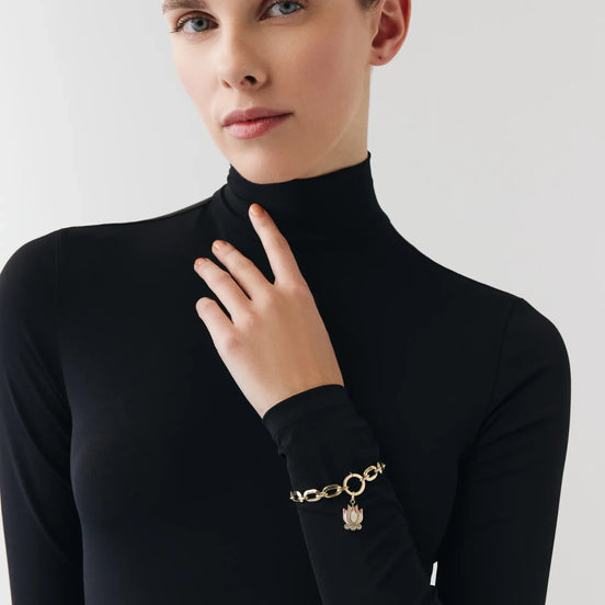 Altın Pembe Lotus Charm Bileklik