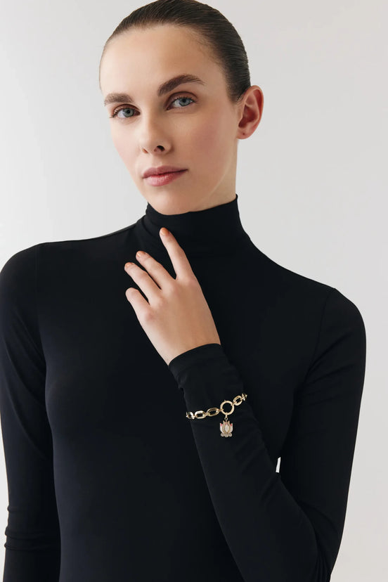 Altın Pembe Lotus Charm Bileklik