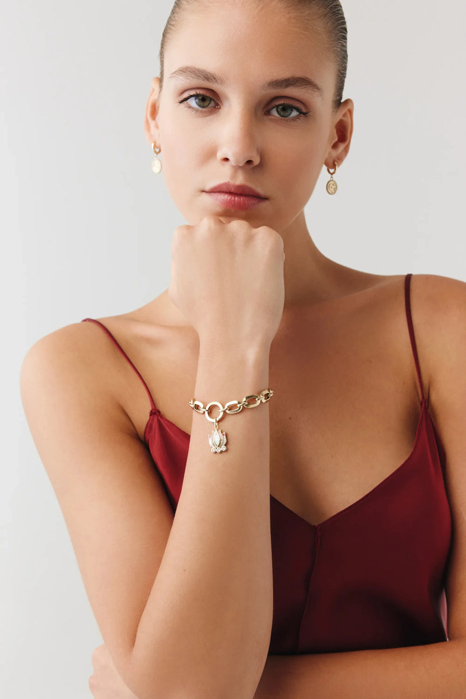 Pembe Lotus Charm Bileklik