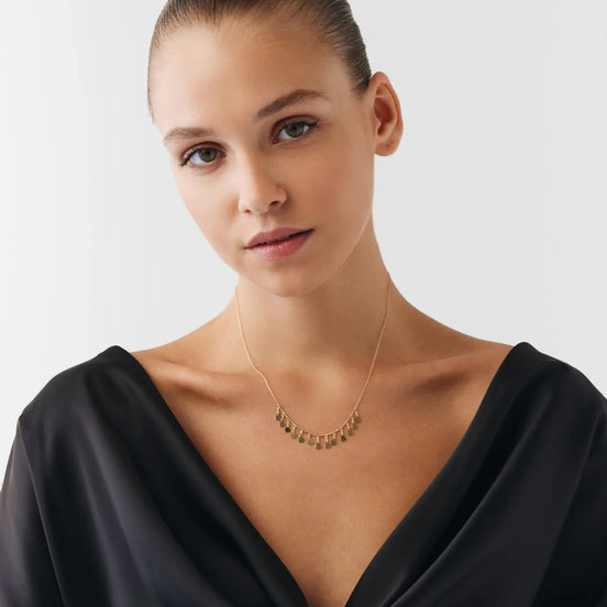 Top Zincir Detay Oval Pullu Shakira Kolye