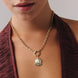 Altın Mavi Lotus Charm Kolye