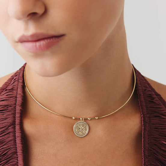 Taşlı Lotus Uçlu Tel Choker