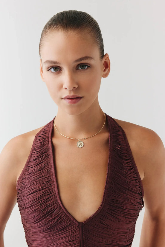 Taşlı Lotus Uç Tel Choker