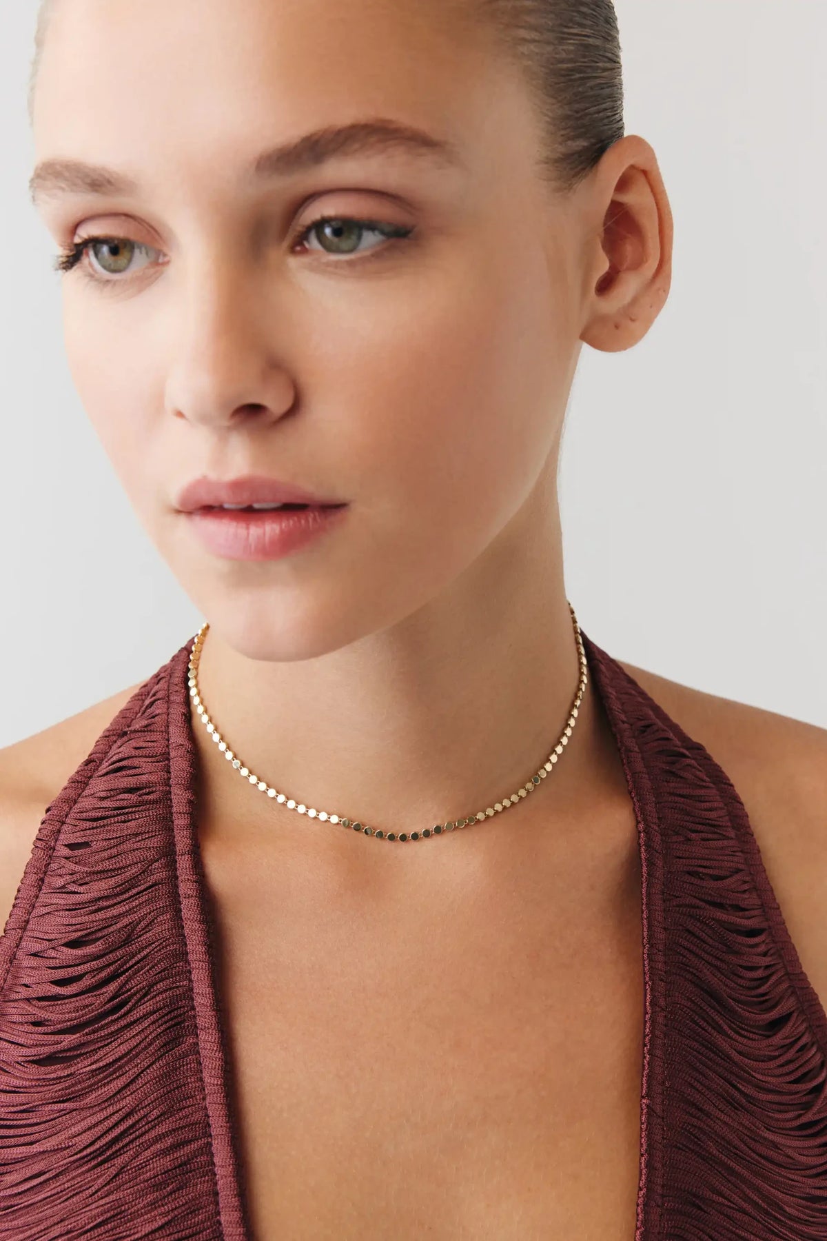 Yuvarlak Ezme Zincir Choker