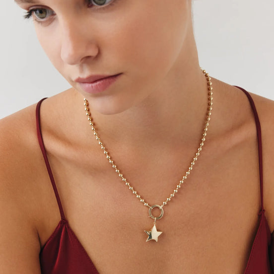Top Zincir Yıldız Charm Kolye