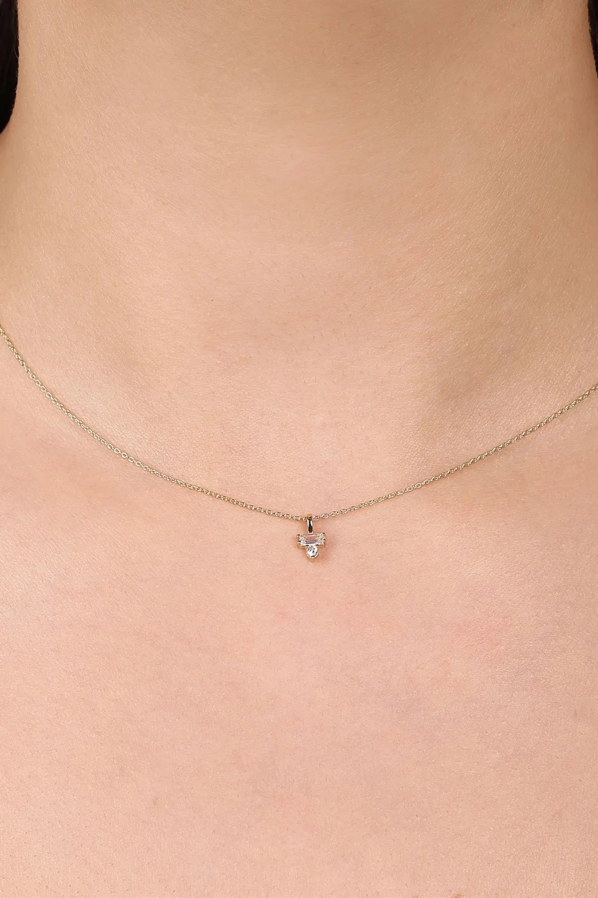 Minimal ve Baget Taşlı Kolye
