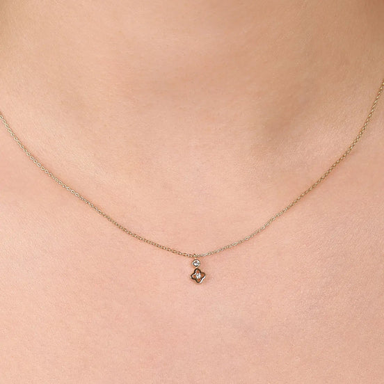 Minimal Taşlı Yoncalı Kolye