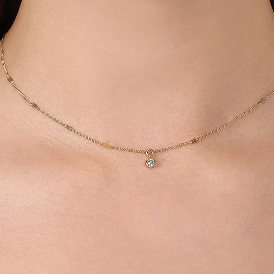 Yuvarlak Taşlı Aynalı Zincir Choker