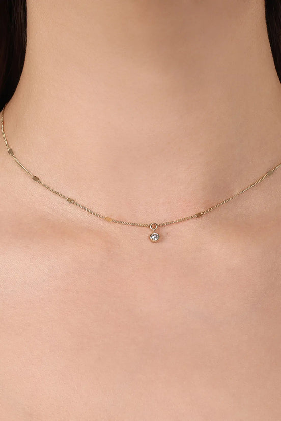 Yuvarlak Taşlı Aynalı Zincir Choker