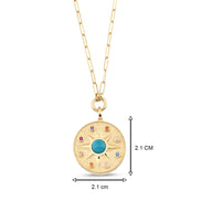 Altın Vintage Blue Sun Ataç Kolye