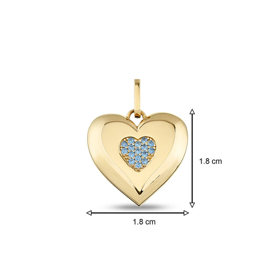 Altın Taşlı Kalp Charm