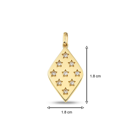 Altın Baklava Form Yıldızlar Charm