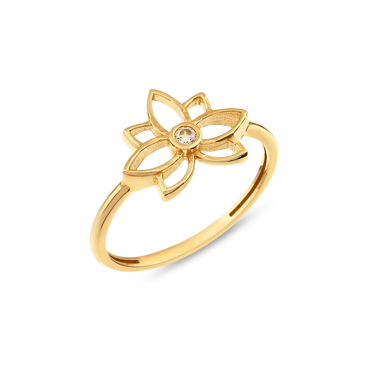 Taşlı Lotus Çiçek Yüzük
