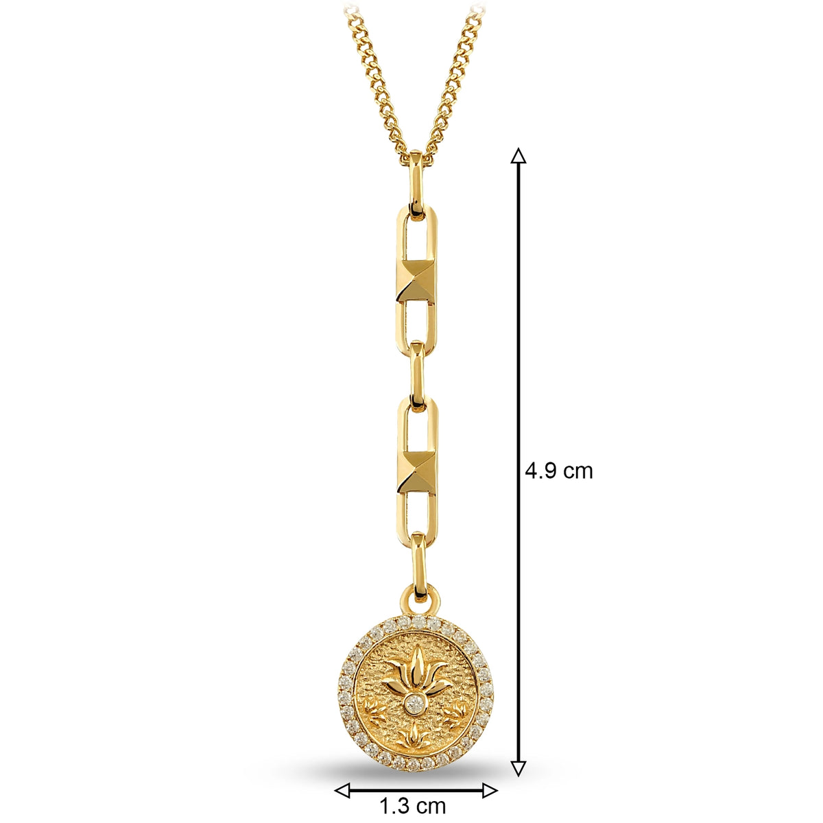 Tasarım Taşlı Lotus Damga Kolye