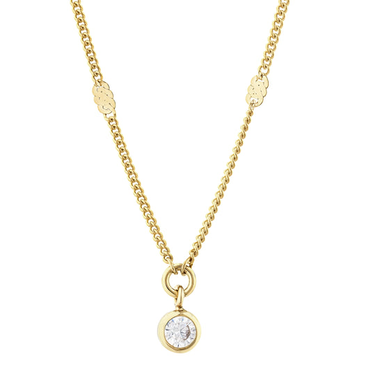 Yuvarlak Taşlı Aynalı Zincir Choker