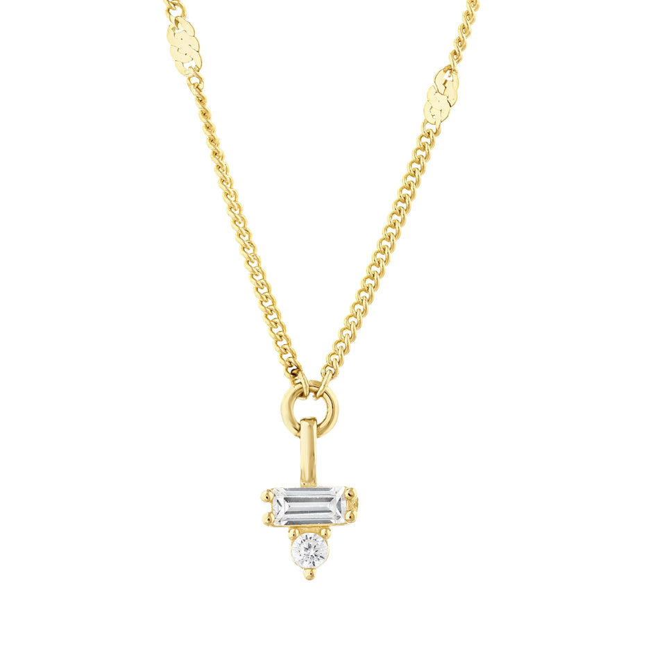 Minimal ve Baget Taşlı Aynalı Zincir Choker