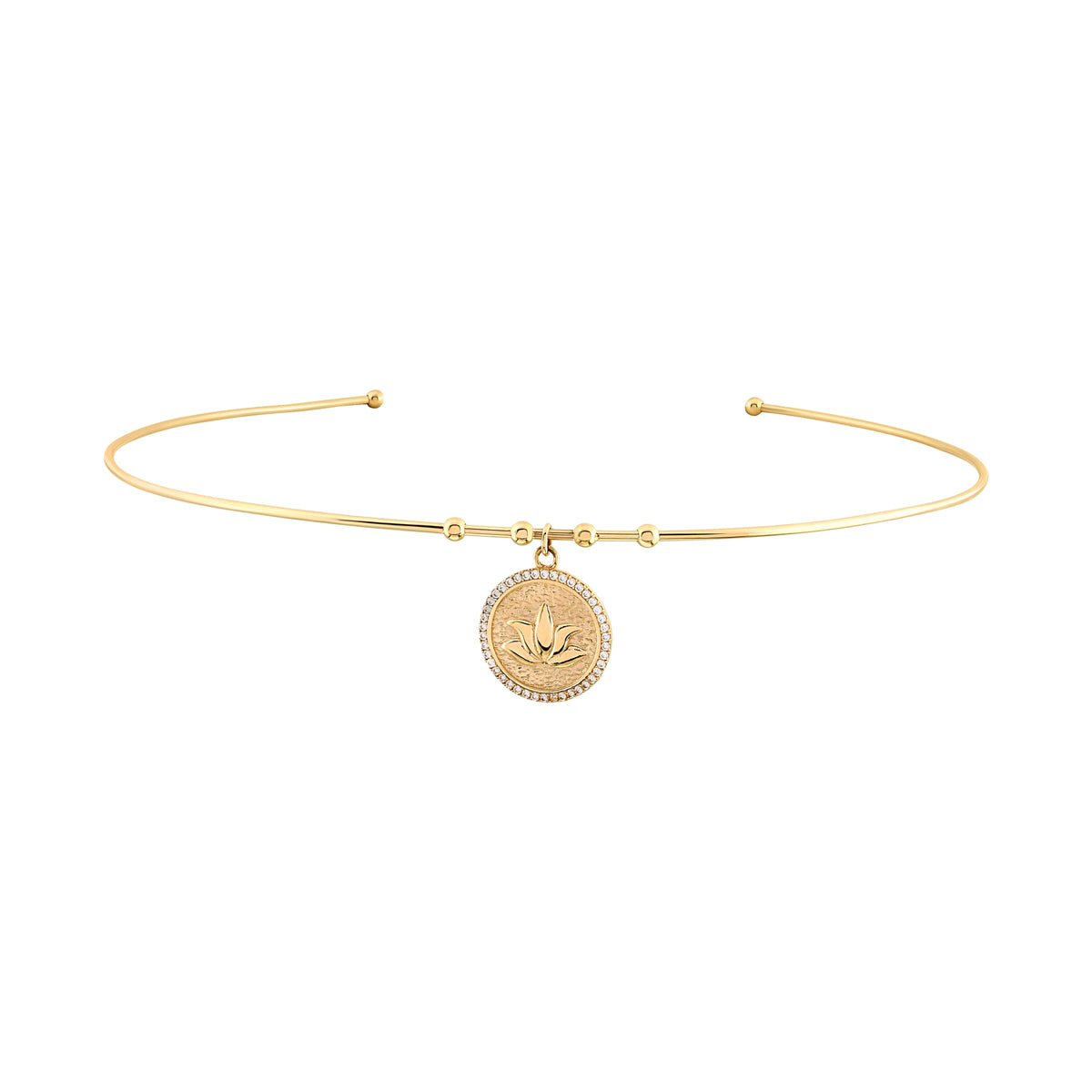 Taşlı Lotus Uç Tel Choker