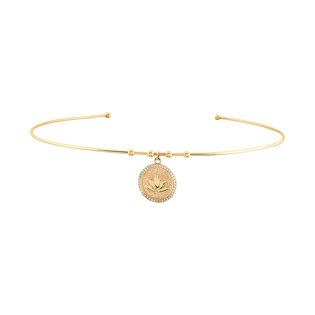 Taşlı Lotus Uç Tel Choker