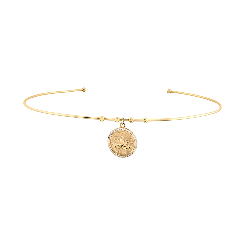 Taşlı Lotus Uç Tel Choker