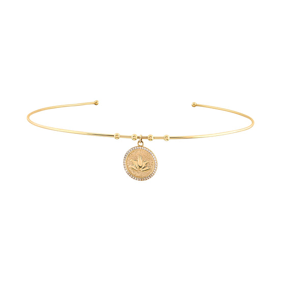 Taşlı Lotus Uç Tel Choker