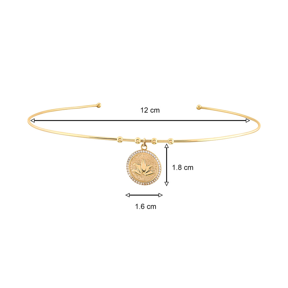 Taşlı Lotus Uç Tel Choker