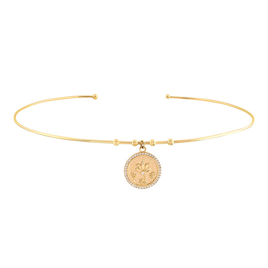 Taşlı Lotus Uçlu Tel Choker