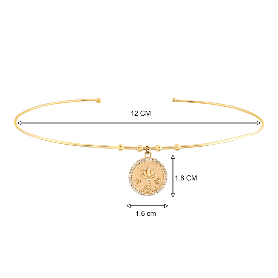 Taşlı Lotus Uçlu Tel Choker