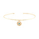 Yuvarlak Firuze Taşlı Çiçek Madalyon Uçlu Tel Choker