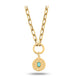 Oval Mavi Taşlı Asimetrik Madalyon Charm Kolye