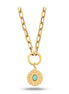 Oval Mavi Taşlı Asimetrik Madalyon Charm Kolye