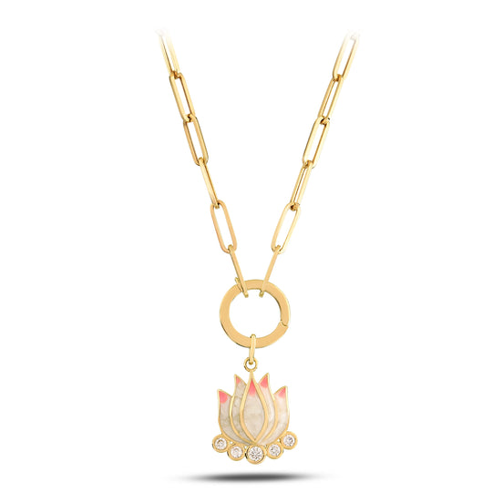 Pembe Lotus Kolye