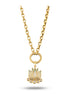Altın Mavi Lotus Charm Kolye