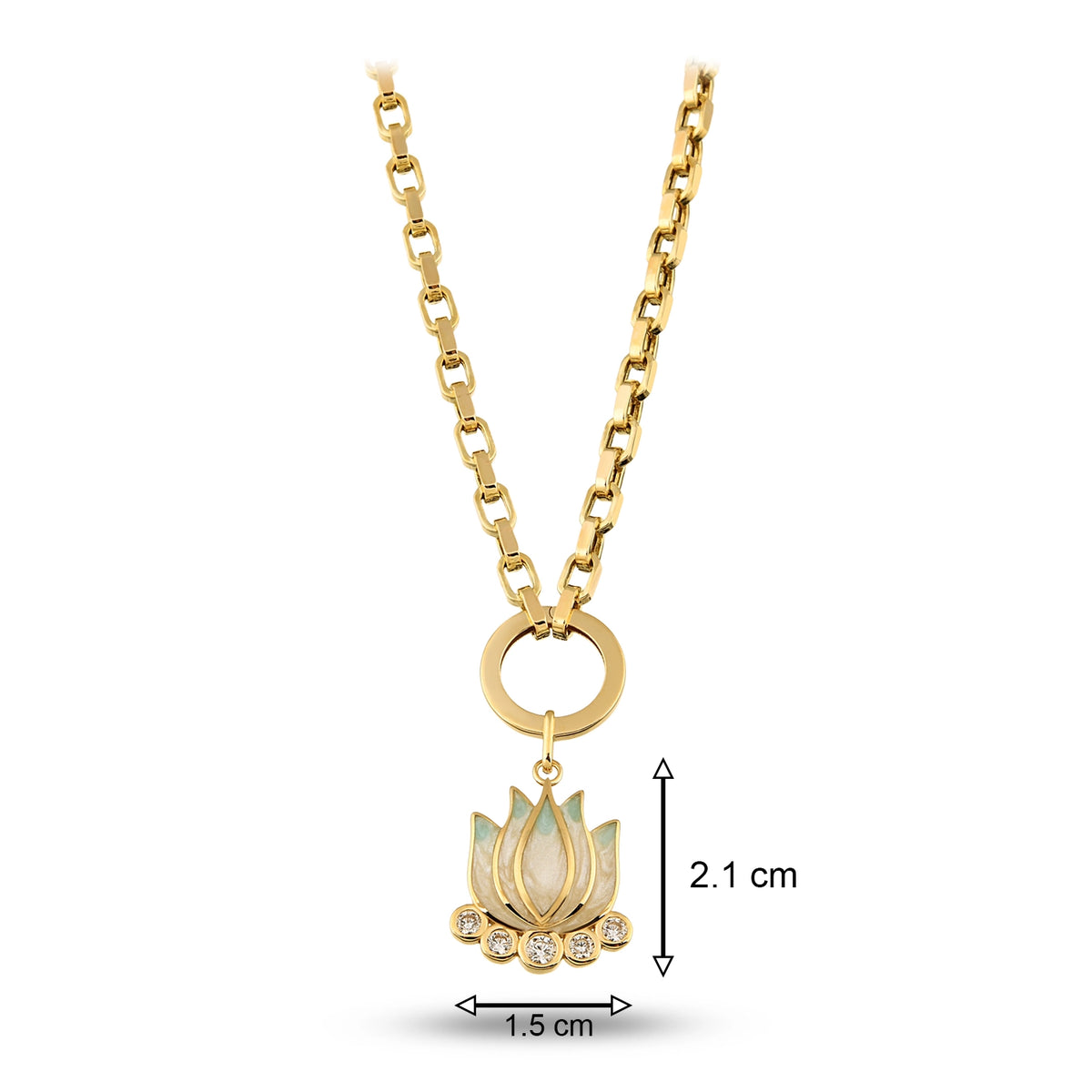 Altın Mavi Lotus Charm Kolye