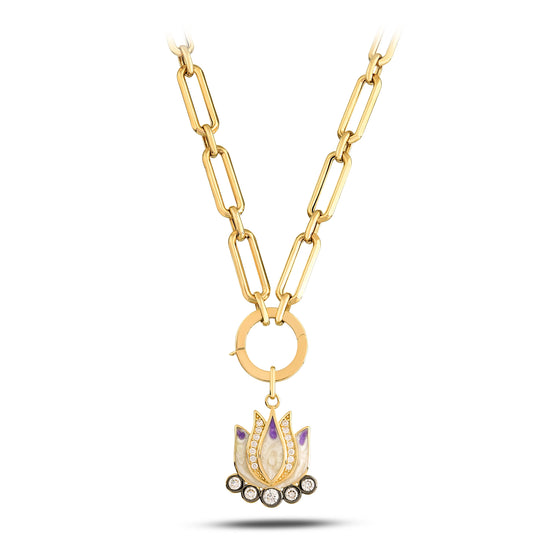 Mor Lotus Charm Kolye
