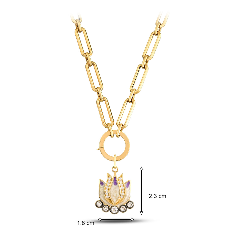 Mor Lotus Charm Kolye