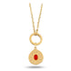 Oval Kırmızı Taşlı Asimetrik Madalyon Charm Kolye
