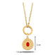 Oval Kırmızı Taşlı Asimetrik Madalyon Charm Kolye