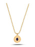 Lacivert Oval Taşlı Madalyon Kolye