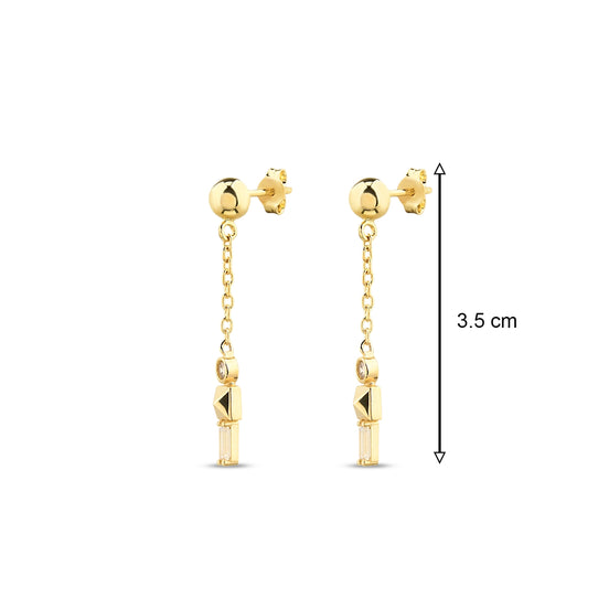 Altın Minimal Taşlı Tılsım Küpe