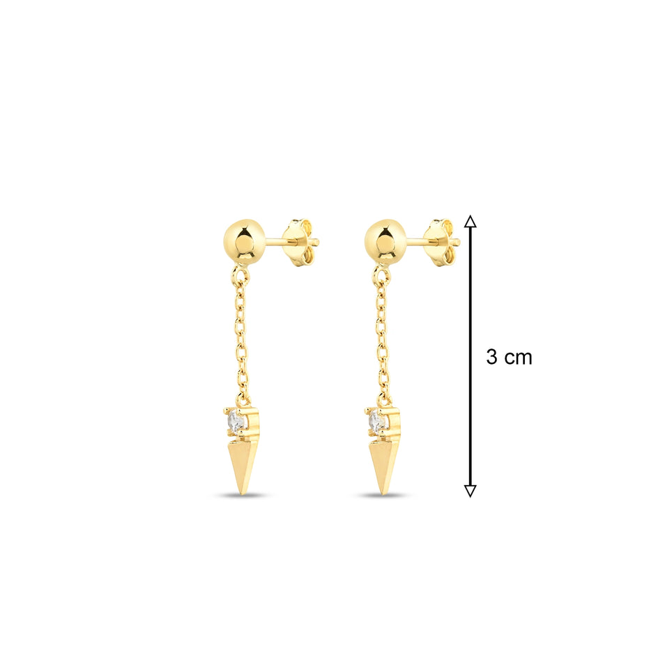 Altın Minimal Taşlı Tılsım Küpe