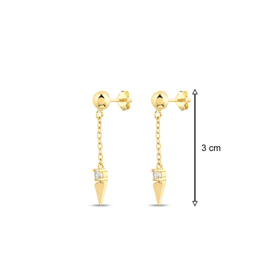 Altın Minimal Taşlı Tılsım Küpe