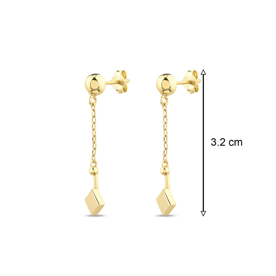 Altın Minimal Sallantı Tılsım Küpe