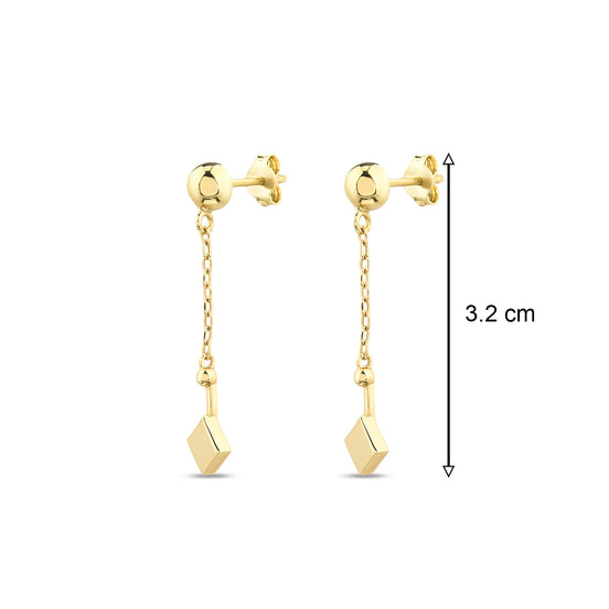 Altın Minimal Sallantı Tılsım Küpe
