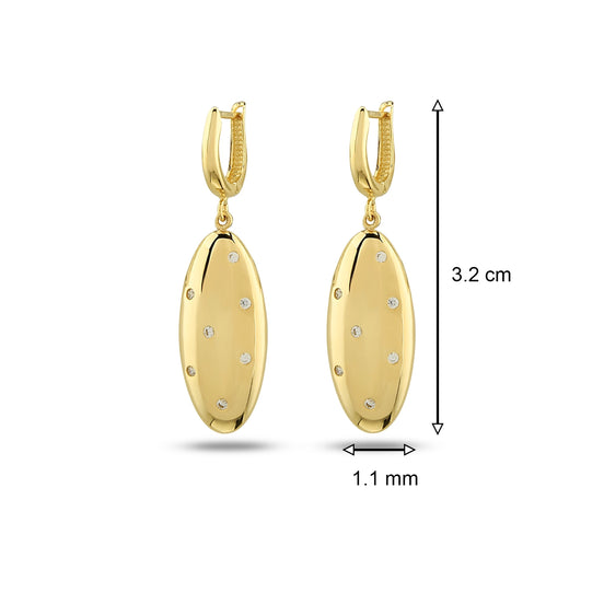 Taş Detaylı Mini Boy Oval Küpe