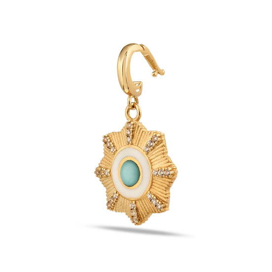 Mavi Çiçek Madalyon Charm