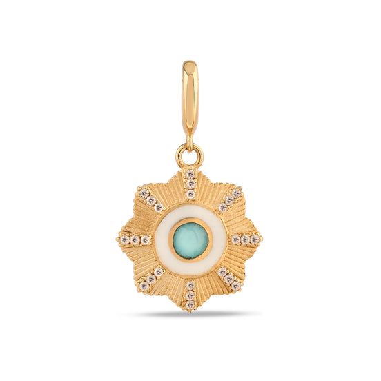 Mavi Çiçek Madalyon Charm