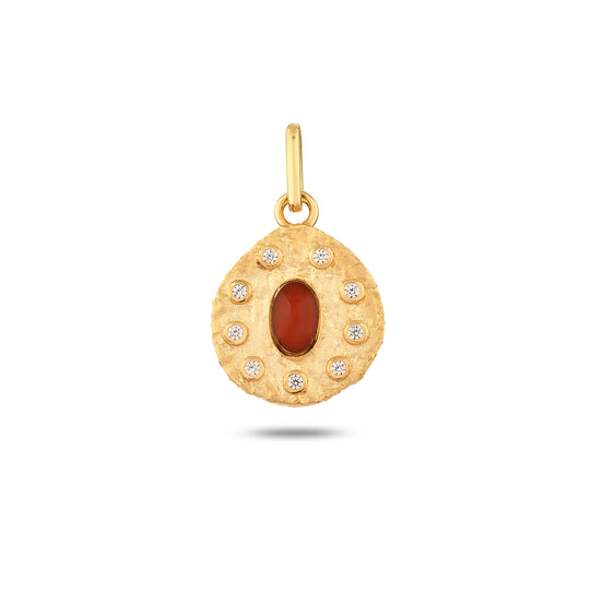 Kırmızı Taşlı Asimetrik Madalyon Bileklik Charm