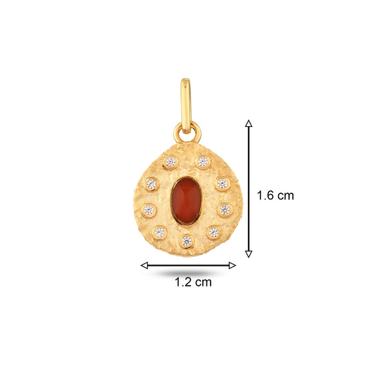 Kırmızı Taşlı Asimetrik Madalyon Bileklik Charm