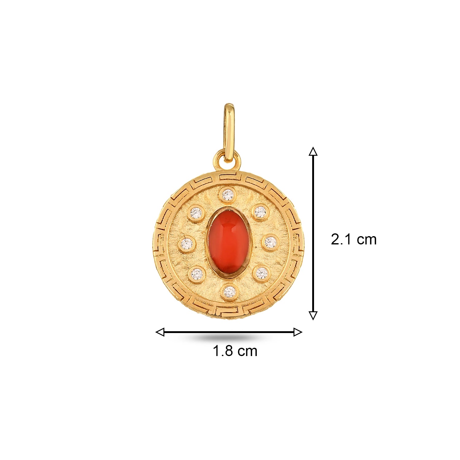 Kırmızı Taşlı Madalyon Kolye Charm